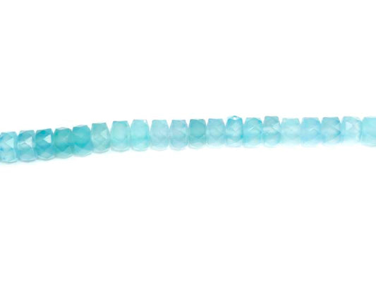 16 inch 7-8mm Sea Blue Chalcedony Washer Faceted Beads