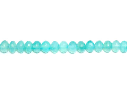16 inch 8mm Sea Blue Chalcedony Rondell Faceted Beads