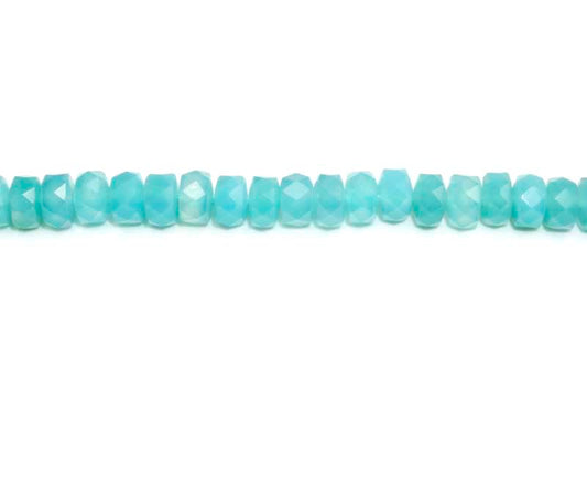 16 inch 5X8mm Sea Blue Chalcedony Drum Faceted Beads
