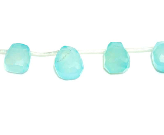 16 inch 6X9mm Sea Blue Chalcedony Melon Faceted Beads