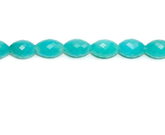 16 inch 10X14mm Sea Blue Chalcedony Melon Faceted Beads
