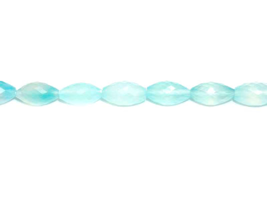 16 inch 8X14mm Sea Blue Chalcedony Melon Faceted Beads