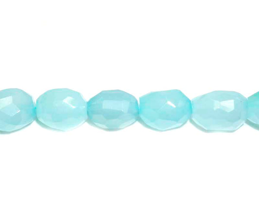 16 inch Sea Blue Chalcedony Nugget Faceted Beads
