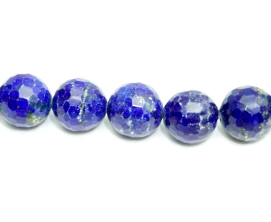 16 inch 10mm Lapis Round Faceted Beads