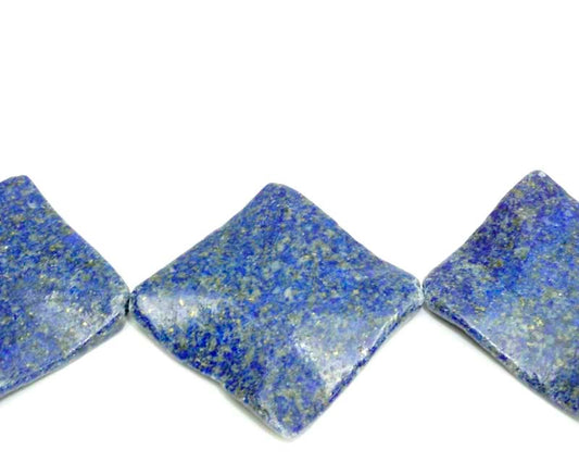 16 inch 30mm Lapis Square Wavy Beads