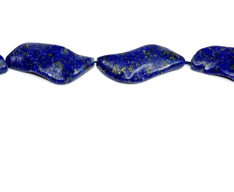 16 inch 15X30mm Lapis  inchS inch Wavy Beads