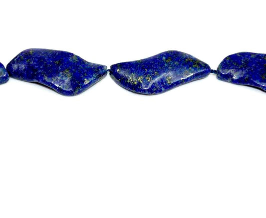 16 inch 15X30mm Lapis  inchS inch Wavy Beads