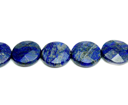 16 inch 14mm Lapis Coin Faceted Beads