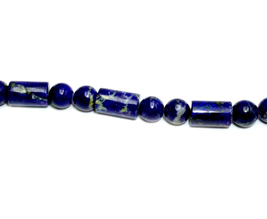 16 inch 8X12-8X16mm Lapis Cylinder W Round Beads