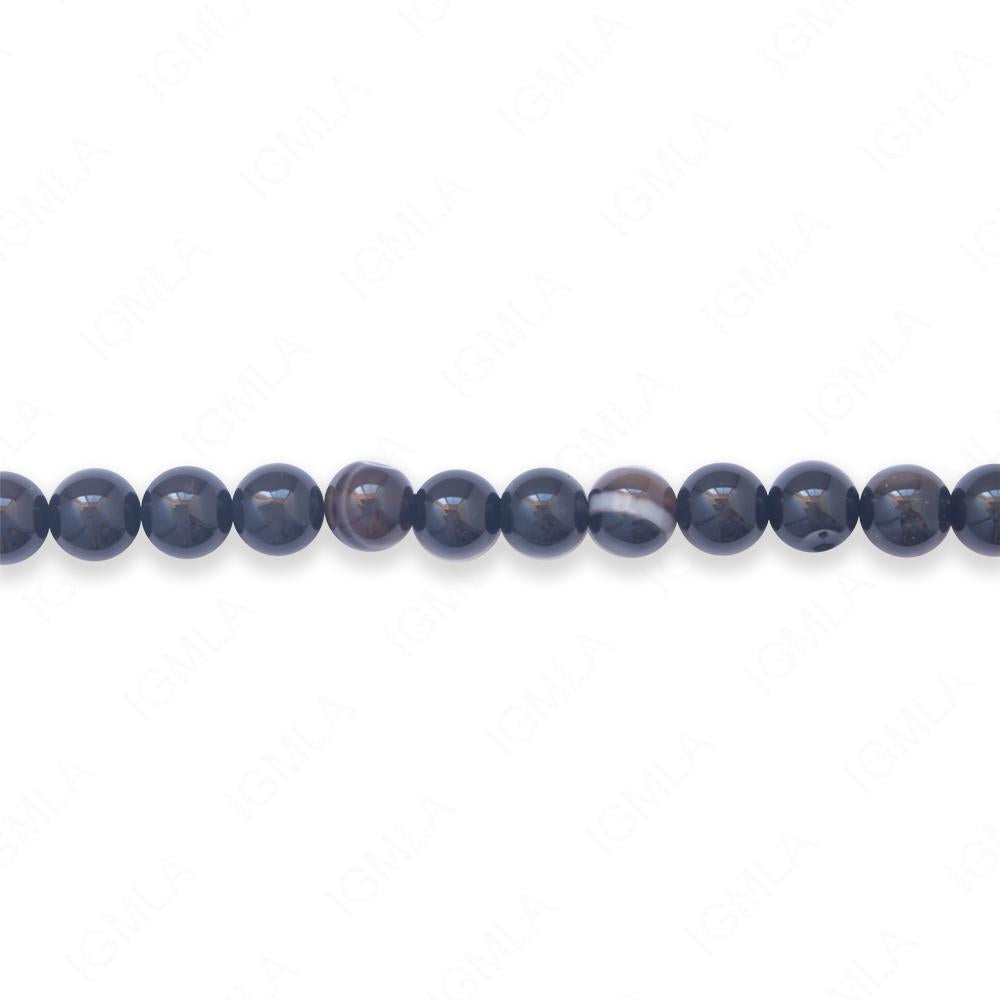 16 inch 6mm Black Banded Agate Round Beads