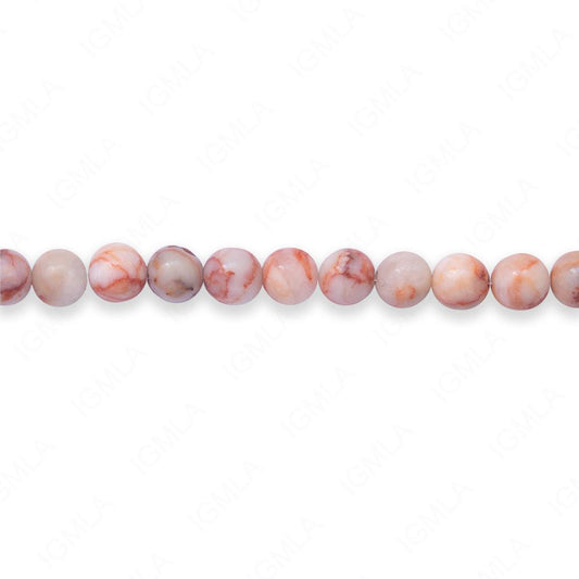 16 inch 6mm Pink Web Jasper Natural Round Beads