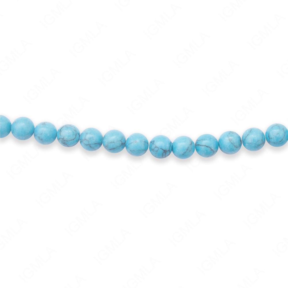 16 inch 6mm Synthetic Black Line Turquoise Round Beads
