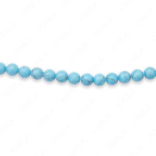 16 inch 6mm Synthetic Black Line Turquoise Round Beads
