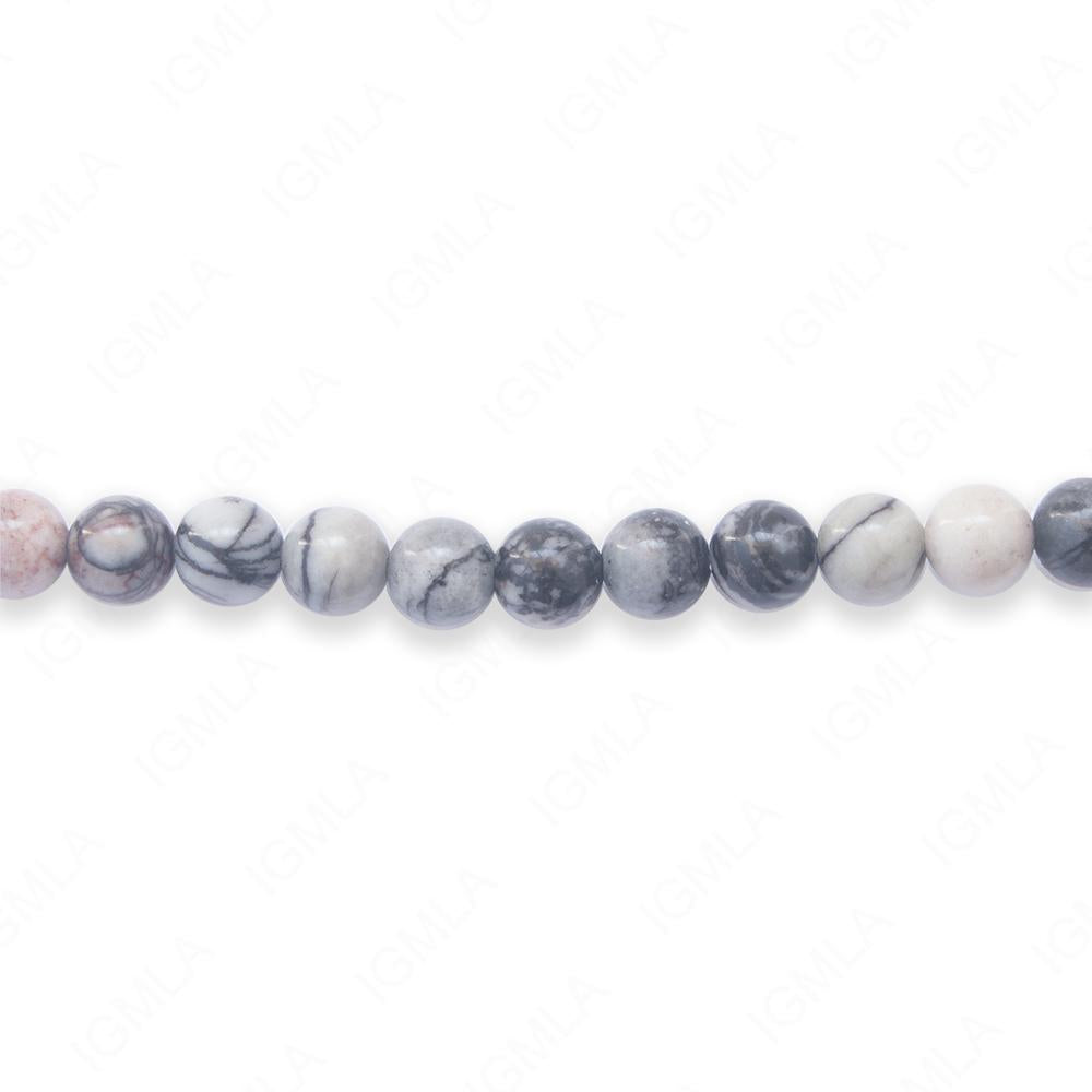 16 inch 6mm Black Hair Jasper Natural Round Beads