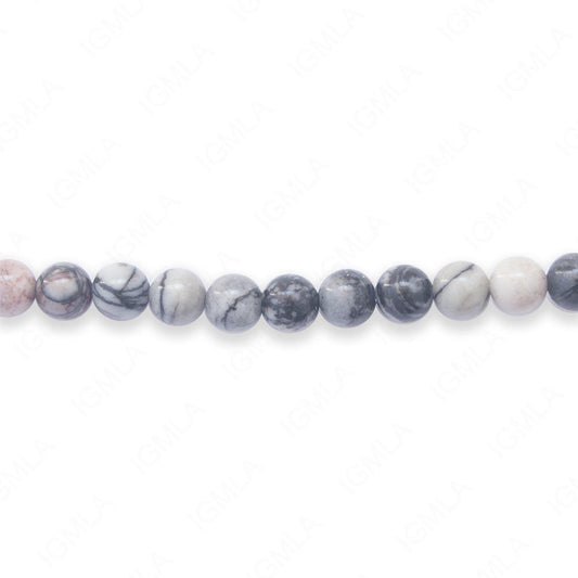 16 inch 6mm Black Hair Jasper Natural Round Beads