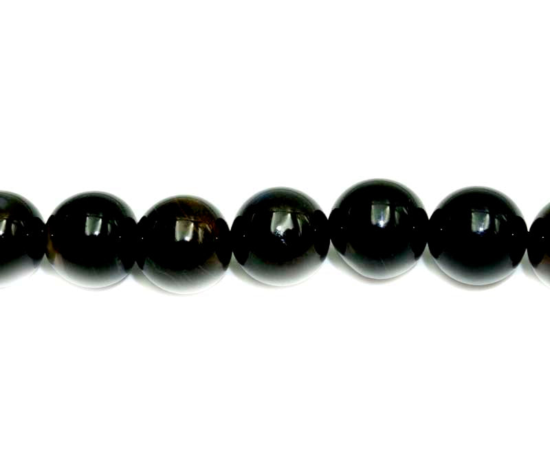 16' 10mm Black Banded Agate Round Beads