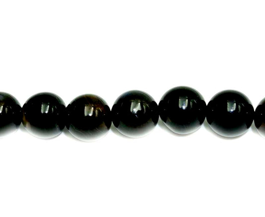 16' 10mm Black Banded Agate Round Beads