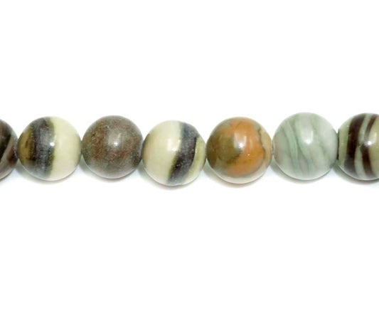 16 inch 10mm Rainbow Banded Round Beads