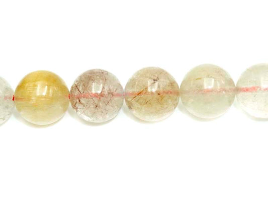 16 inch 12mm Rutilated Quartz Round Beads