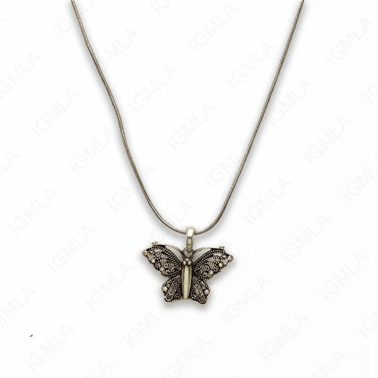 Zinc Alloy Multi Rhinestone Rhodium Plated Butterfly Necklace