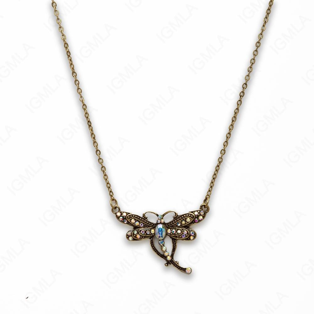 Zinc Alloy Multi Rhinestone Gold Plated Butterfly Necklace