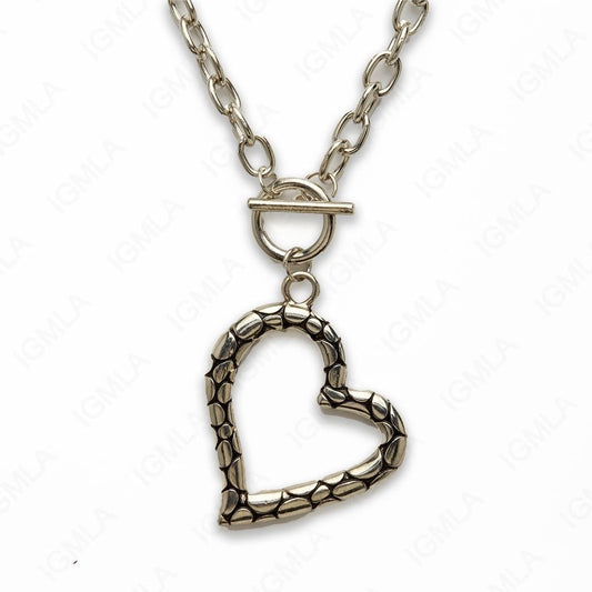 Zinc Alloy Silver Plated Heart Necklace