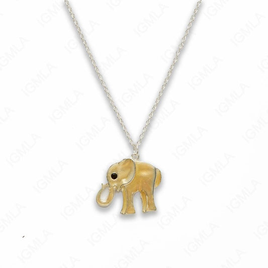 Zinc Alloy Gold and Silver Plated W Black Eye Rhinestone Elephant Necklace
