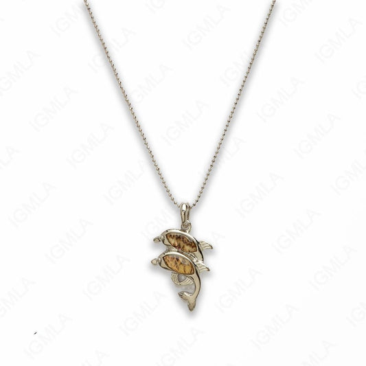 Zinc Alloy Natural Pau Shell Double Dolphin Necklace