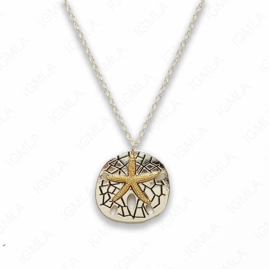 Zinc Alloy Gold and Silver Plated Round Fish Star Necklace