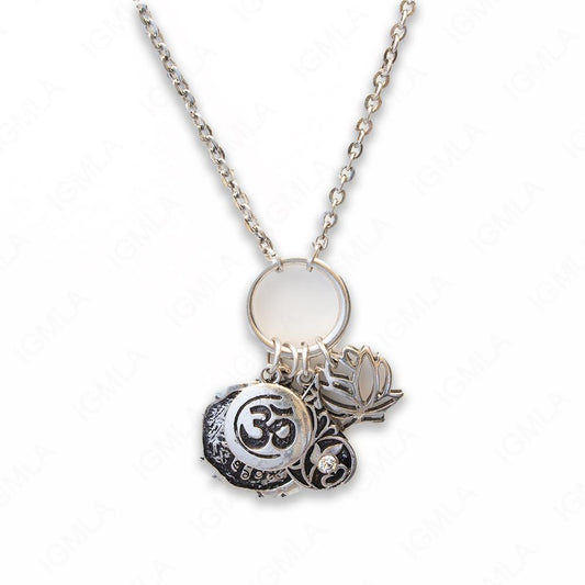 Zinc Alloy Rhodium Plated Assorted Charm Necklace