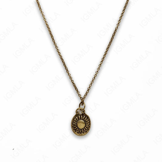 Zinc Alloy Antique Gold Plated Assorted Charm Necklace