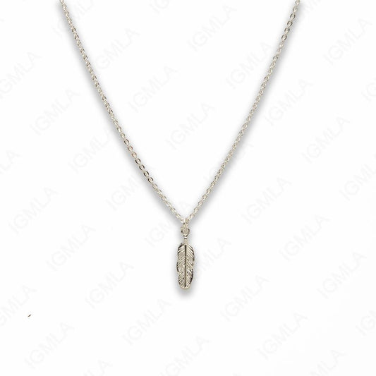Zinc Alloy Silver Plated Feather Necklace