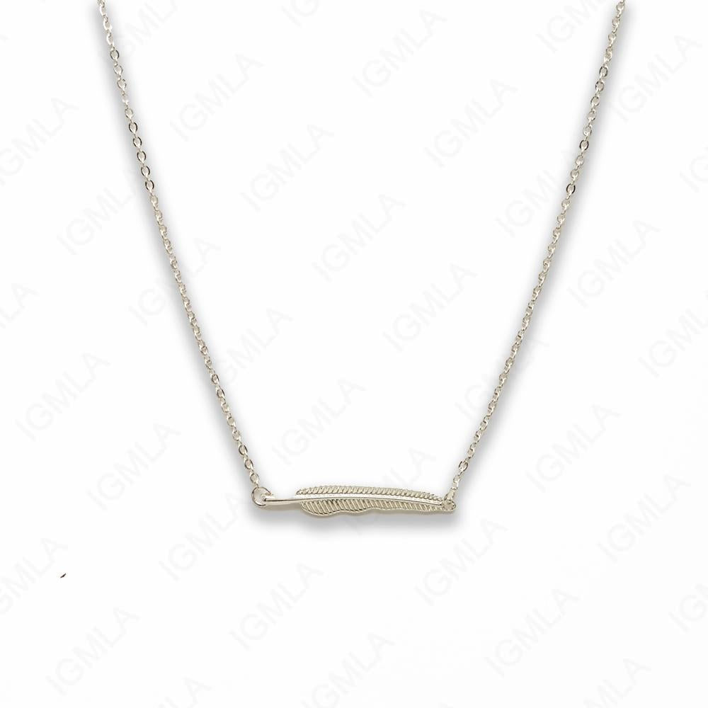 Zinc Alloy Silver Plated Feather Necklace