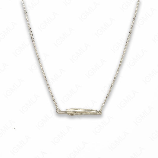 Zinc Alloy Silver Plated Feather Necklace