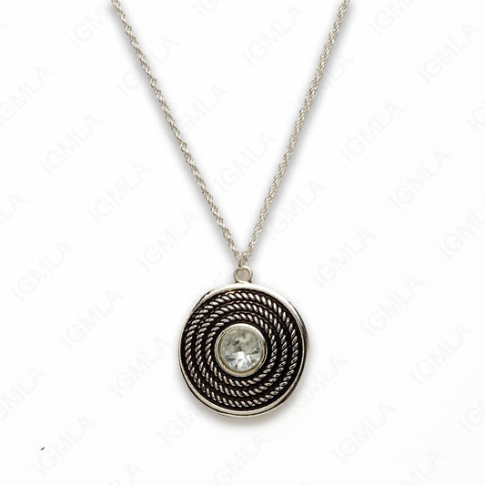 Zinc Alloy Crystal Rhinestone Silver Plated Round Necklace