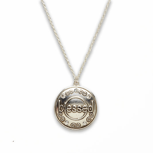 Zinc Alloy Blessed Silver Plated Round Necklace