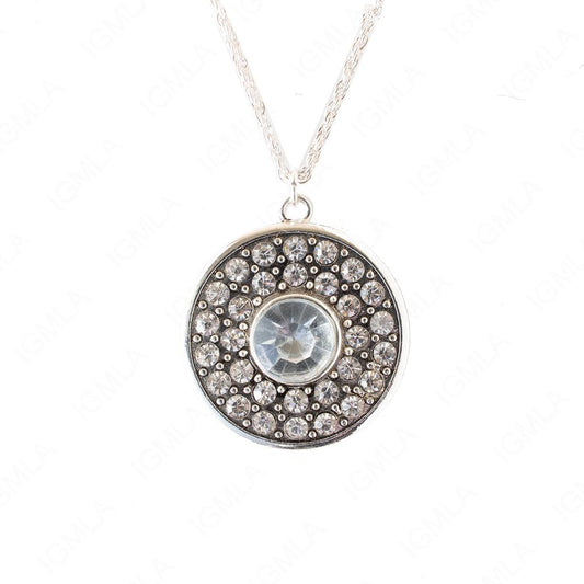 Zinc Alloy Crystal Rhinestone Silver Plated Round Necklace