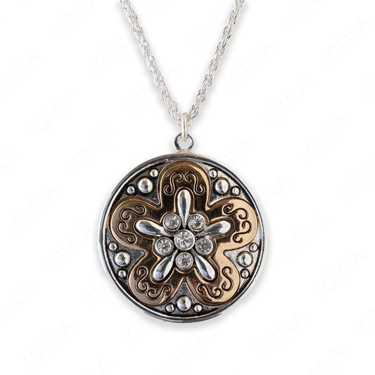 Zinc Alloy Crystal Rhinestone Gold and Silver Plated Round Flower Necklace