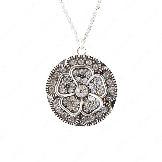 Zinc Alloy Crystal Rhinestone Silver Plated Flower Necklace