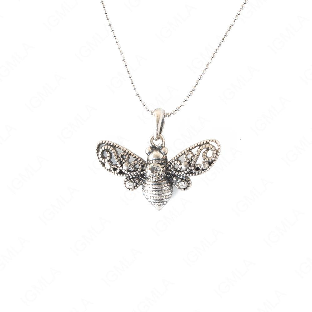 Zinc Alloy Crystal Rhinestone Rhodium Plated Butterfly Necklace