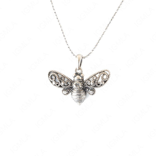 Zinc Alloy Crystal Rhinestone Rhodium Plated Butterfly Necklace