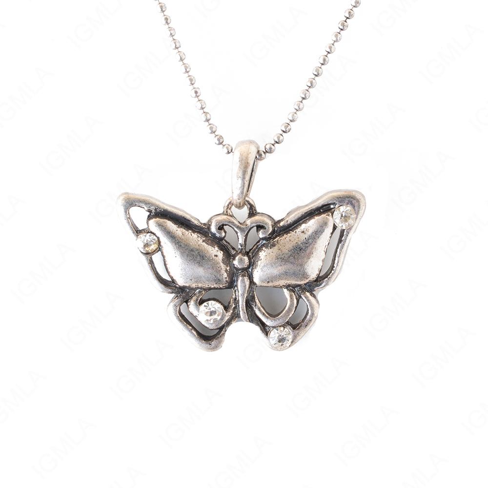 Zinc Alloy Crystal Rhinestone Rhodium Plated Butterfly Necklace