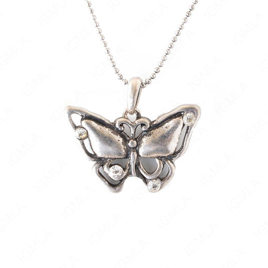Zinc Alloy Crystal Rhinestone Rhodium Plated Butterfly Necklace