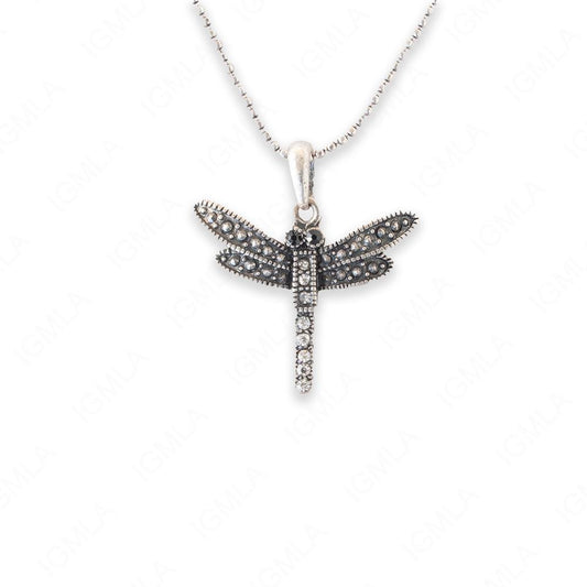 Zinc Alloy Rhinestone Rhodium Plated Dragon Fly Necklace