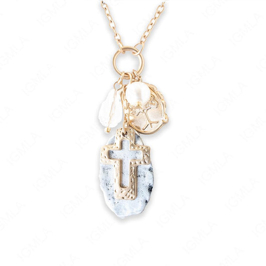 Zinc Alloy Faith Gold & Silver Plated Assorted Charm Necklace