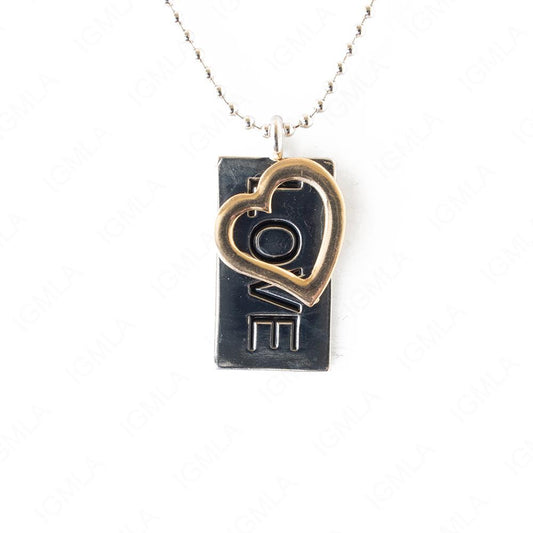 Zinc Alloy Love Heart Gold & Silver Plated Rectangle Necklace