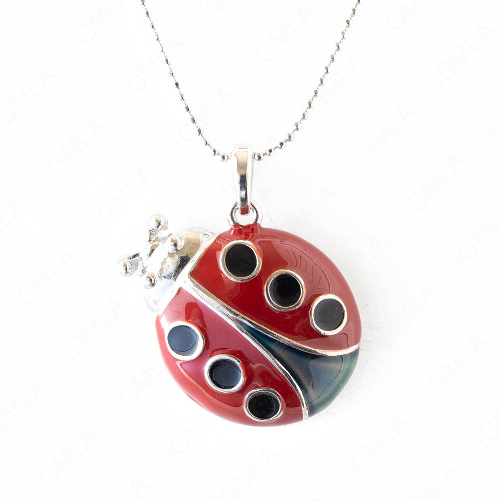 Zinc Alloy Mood Silver Plated Lady Bug Necklace