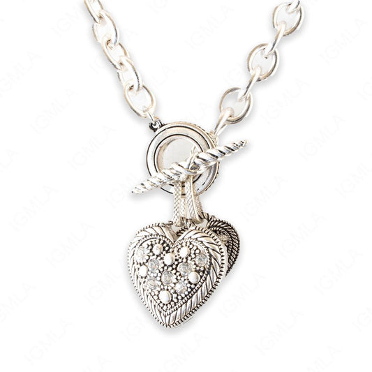 Zinc Alloy Silver Plated Heart Necklace
