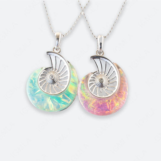 Zinc Alloy Pink, Blue Sea Shell Oval Necklace