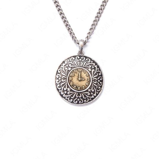 Zinc Alloy Clock Rhodium, Antique Gold Plated Round Necklace